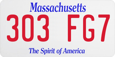 MA license plate 303FG7