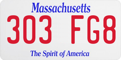 MA license plate 303FG8