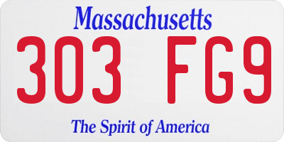 MA license plate 303FG9