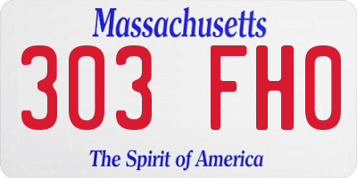 MA license plate 303FH0