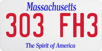 MA license plate 303FH3