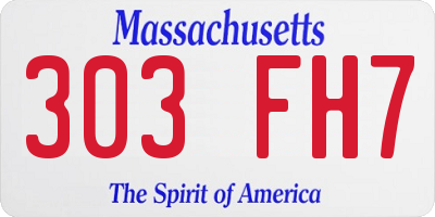 MA license plate 303FH7