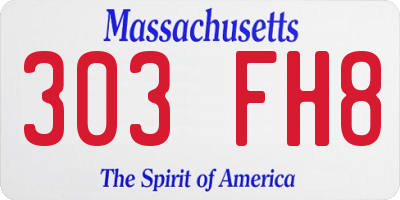 MA license plate 303FH8