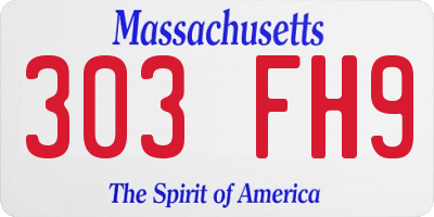 MA license plate 303FH9