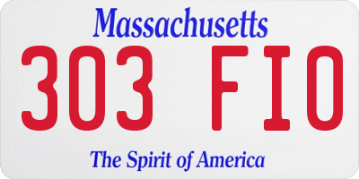 MA license plate 303FI0