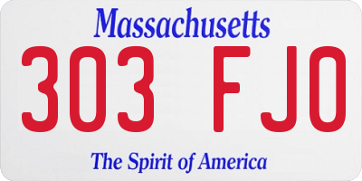MA license plate 303FJ0