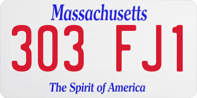 MA license plate 303FJ1