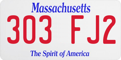 MA license plate 303FJ2