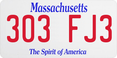 MA license plate 303FJ3