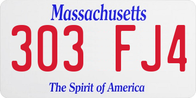 MA license plate 303FJ4
