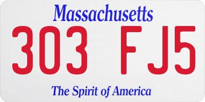 MA license plate 303FJ5