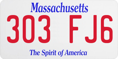 MA license plate 303FJ6