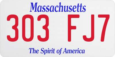 MA license plate 303FJ7