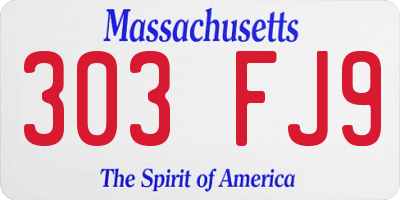 MA license plate 303FJ9