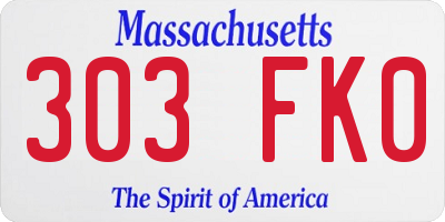 MA license plate 303FK0