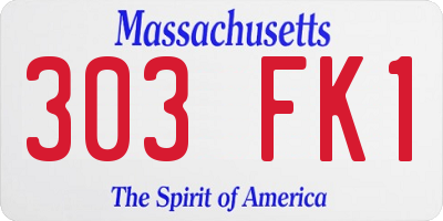 MA license plate 303FK1