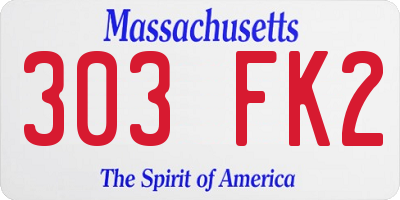 MA license plate 303FK2