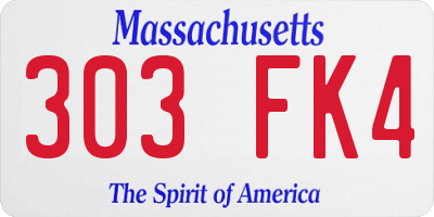 MA license plate 303FK4