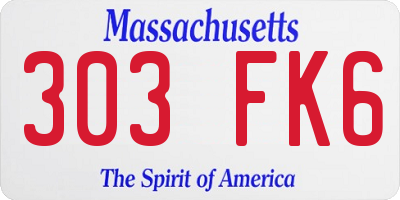 MA license plate 303FK6