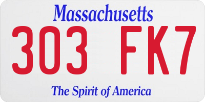 MA license plate 303FK7
