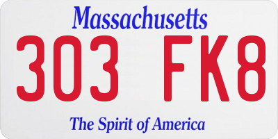 MA license plate 303FK8