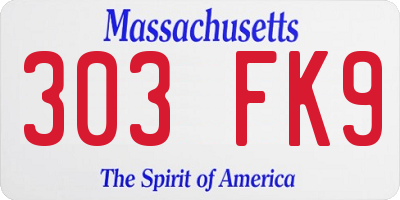 MA license plate 303FK9
