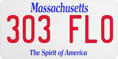 MA license plate 303FL0
