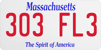 MA license plate 303FL3