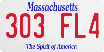 MA license plate 303FL4