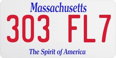 MA license plate 303FL7