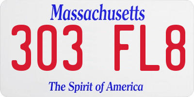 MA license plate 303FL8