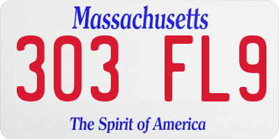 MA license plate 303FL9