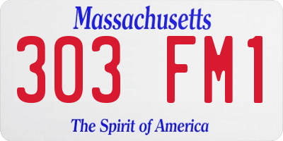 MA license plate 303FM1