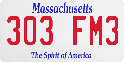 MA license plate 303FM3