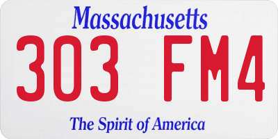 MA license plate 303FM4