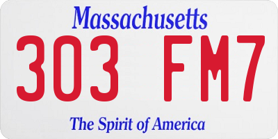 MA license plate 303FM7