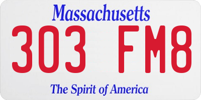 MA license plate 303FM8