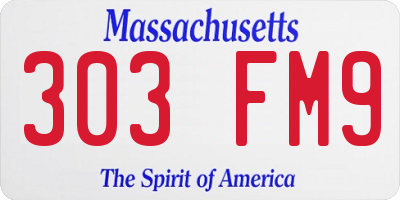 MA license plate 303FM9