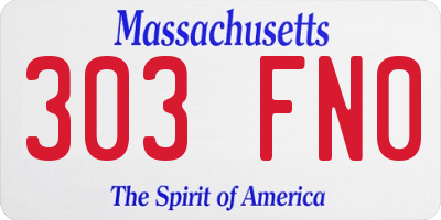 MA license plate 303FN0