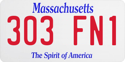 MA license plate 303FN1