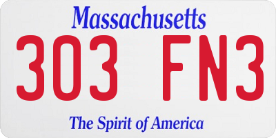 MA license plate 303FN3