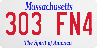 MA license plate 303FN4