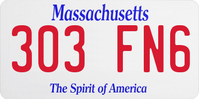 MA license plate 303FN6
