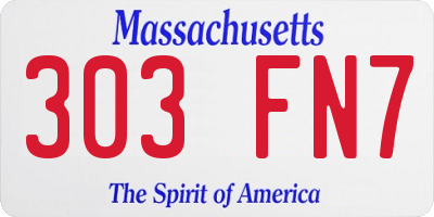 MA license plate 303FN7