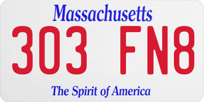MA license plate 303FN8