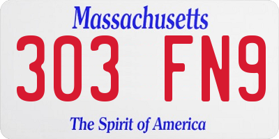 MA license plate 303FN9