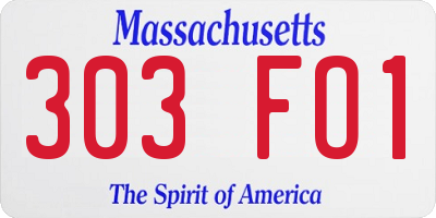 MA license plate 303FO1