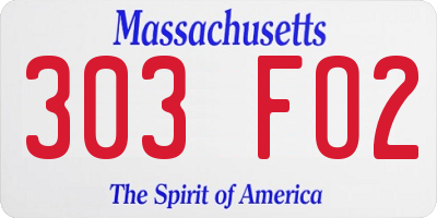 MA license plate 303FO2