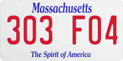 MA license plate 303FO4