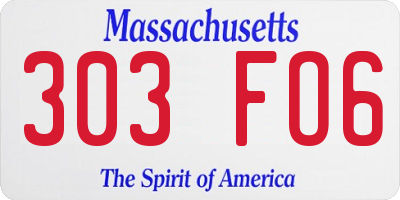 MA license plate 303FO6